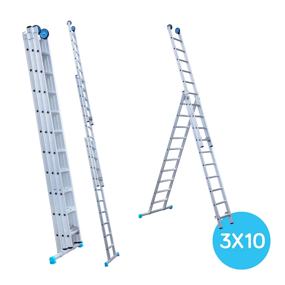 Maxall ladder 3 x 10 sports rechte uitvoering  max. lengte  6,25 mtr