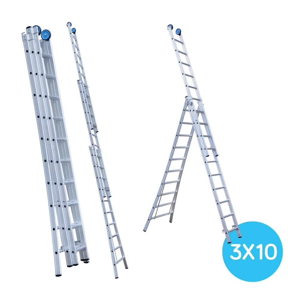 Maxall ladder 3 x 10 sports uitgebogen  max. lengte  6,25 mtr