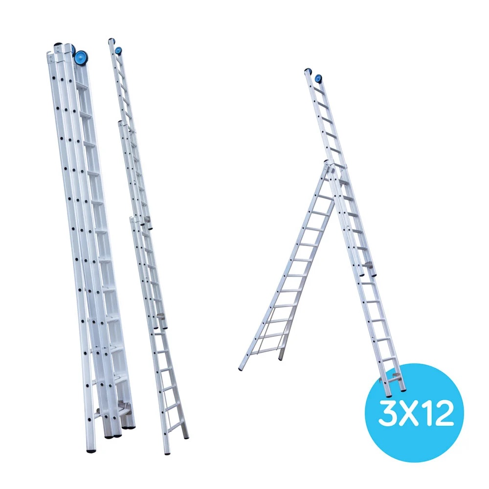 Maxall ladder 3 x 12 sports uitgebogen  max. lengte  7,75 mtr