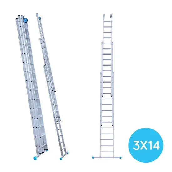 Maxall ladder 3 x 14 sports rechte uitvoering  max. lengte  9,00 mtr