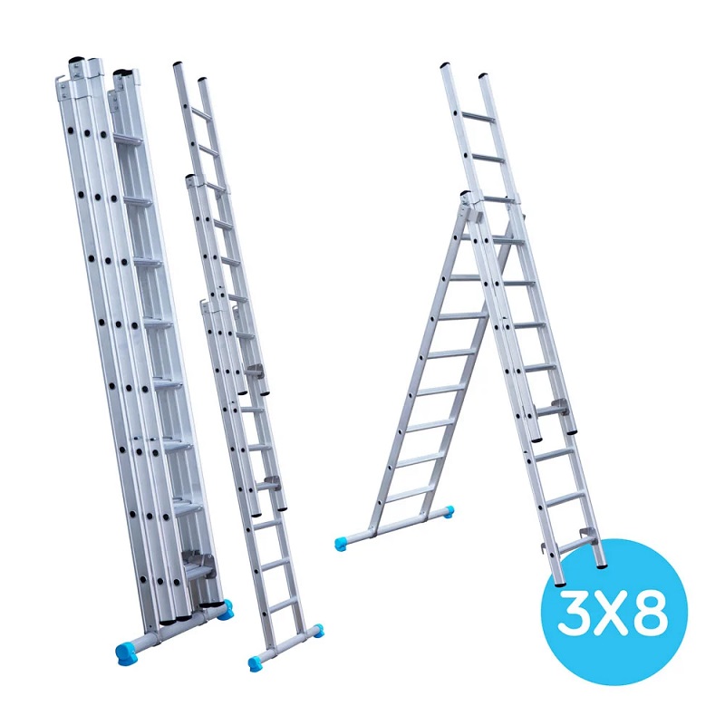 Maxall ladder 3 x 8 sports rechte uitvoering  max. lengte  4,75 mtr