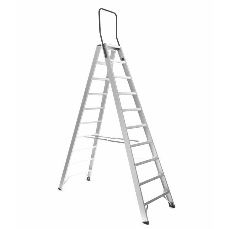 industriële dubbele trap 10 sports  bordeshoogte 250 cm.