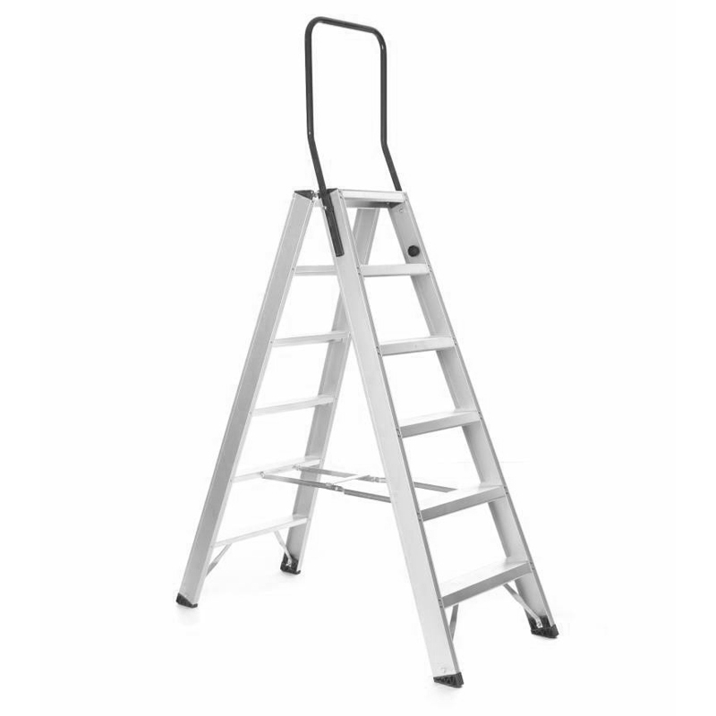 industriële dubbele trap 6 sports  bordeshoogte 150 cm.