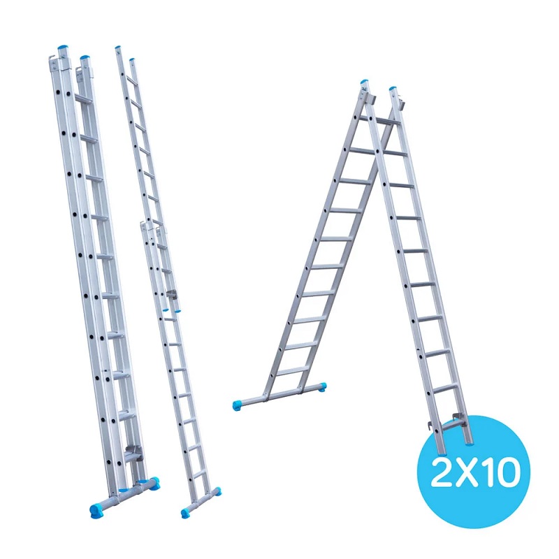 Maxall ladder 2 x 10 sports rechte uitvoering max. lengte 4,50 mtr