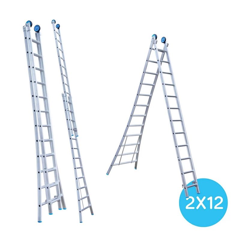 Maxall ladder 2 x 12 sports uitgebogen max. lengte 5,50 mtr