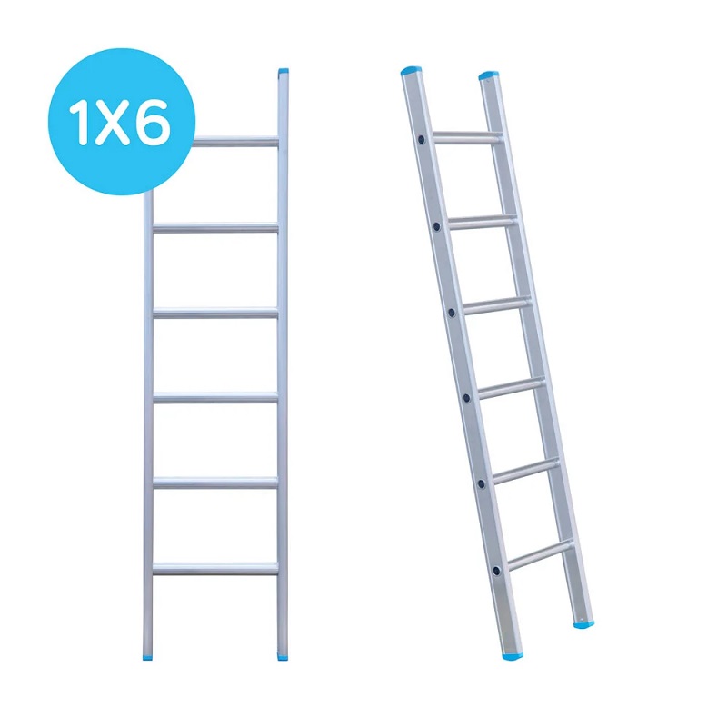 Maxall ladder 1 x 6 sports rechte uitvoering lengte 1,75 mtr