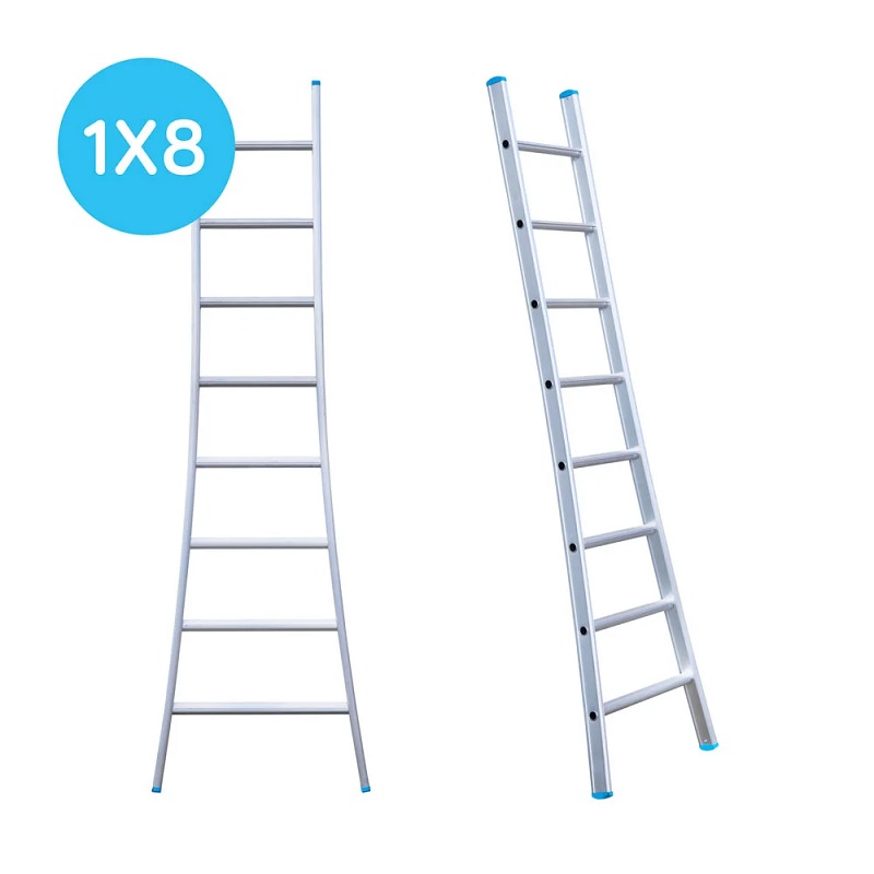 Maxall ladder 1 x 8 sports uitgebogen lengte 2,25 mtr