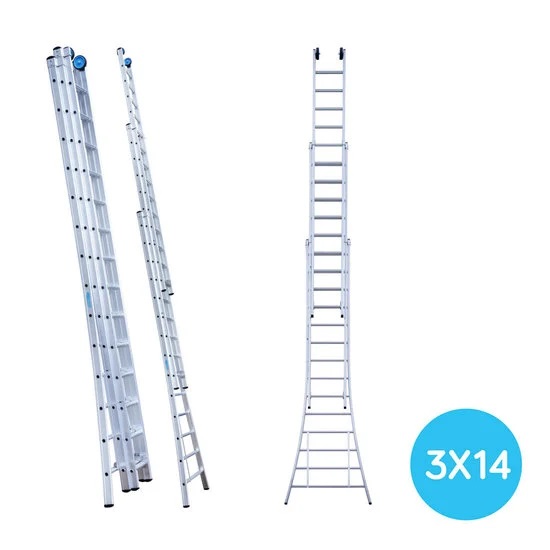 Maxall ladder 3 x 14 sports uitgebogen  max. lengte  9,00 mtr
