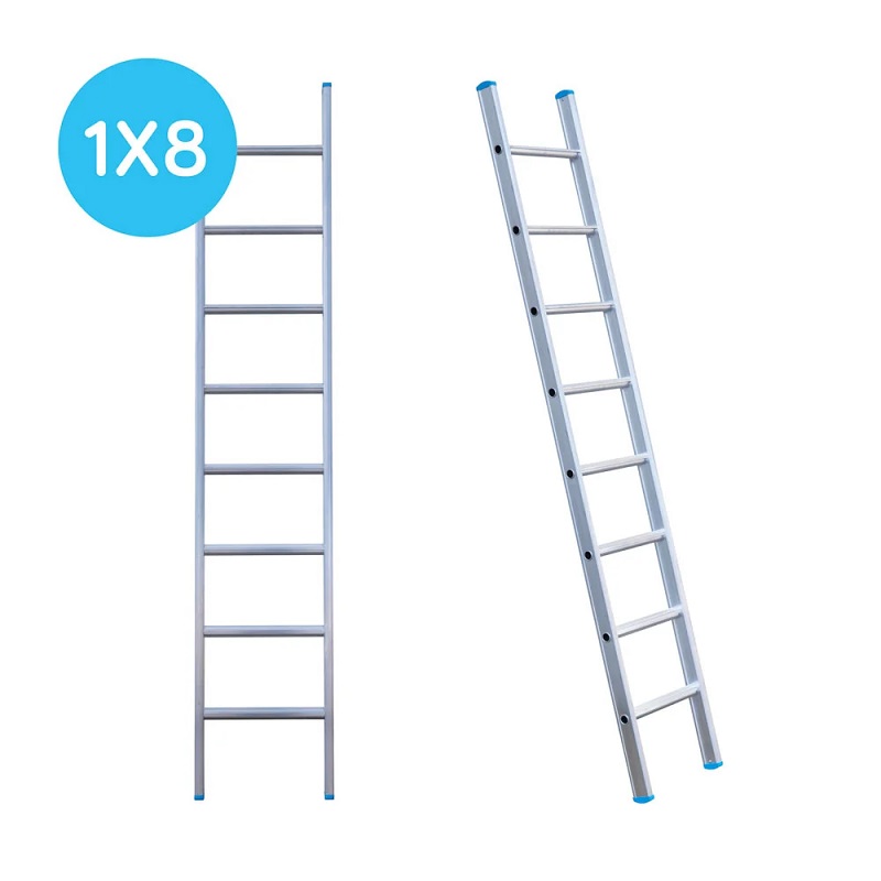Maxall ladder 1 x 8 sports rechte uitvoering lengte 2,25 mtr